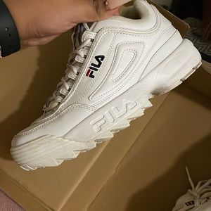 White FILA disruptor Shoes